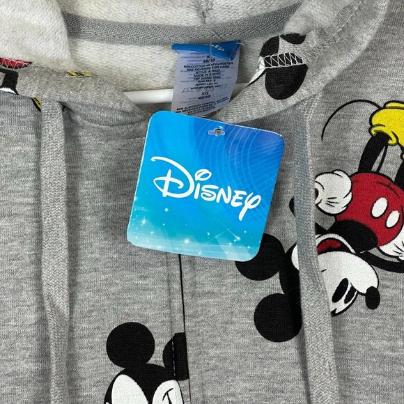 Disney Mickey‎ Mouse Graphic Full Zip Hoodie Jacket Unisex XL Gray Pockets NWT - Picture 9 of 11